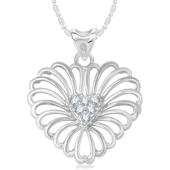 Buy Srikara Alloy Rhodium Plated CZ/AD Curvy Crystals Heart Fashion Jewelry Pendant - SKP3064R - Purplle