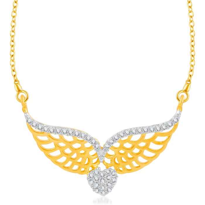 Buy Srikara Brass Alloy Gold Plated CZ/AD Flying Love Fashion Jewelry Pendant Chain - SKP3247G - Purplle
