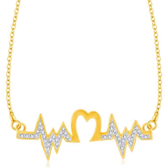 Buy Srikara Brass Alloy Gold Plated CZ/AD Lovebeats Fashion Jewellery Pendant Chain - SKP3244G - Purplle