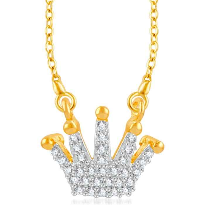 Buy Srikara Brass Alloy Gold Plated CZ / AD Crown of King Fashion Jewellery Pendant - SKP3243G - Purplle