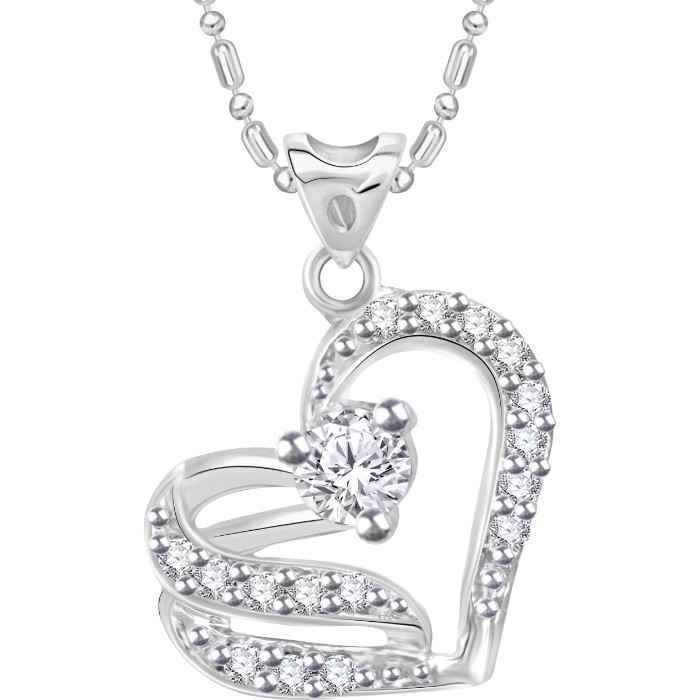 Buy Srikara Alloy Rhodium Plated CZ / AD Sensational Heart Fashion Jewellery Pendant - SKP3076R - Purplle