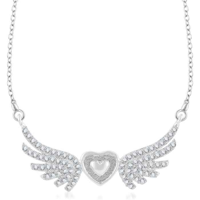 Buy Srikara Brass Alloy Rhodium Plated CZ / AD Fashion Jewelry Pendant with Chain - SKP3246R - Purplle