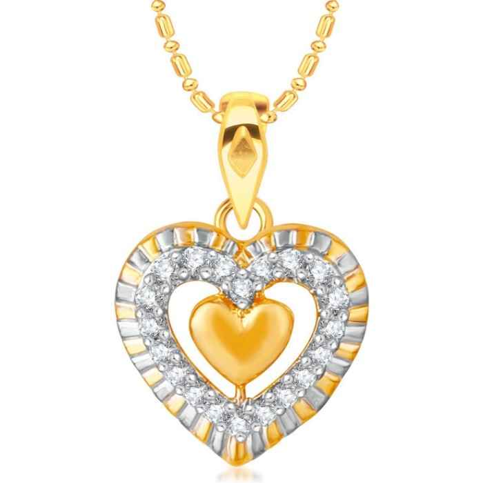 Buy Srikara Alloy Brass Gold Plated CZ/AD Layered Hearts Fashion Jewelry Pendant - SKP3040G - Purplle