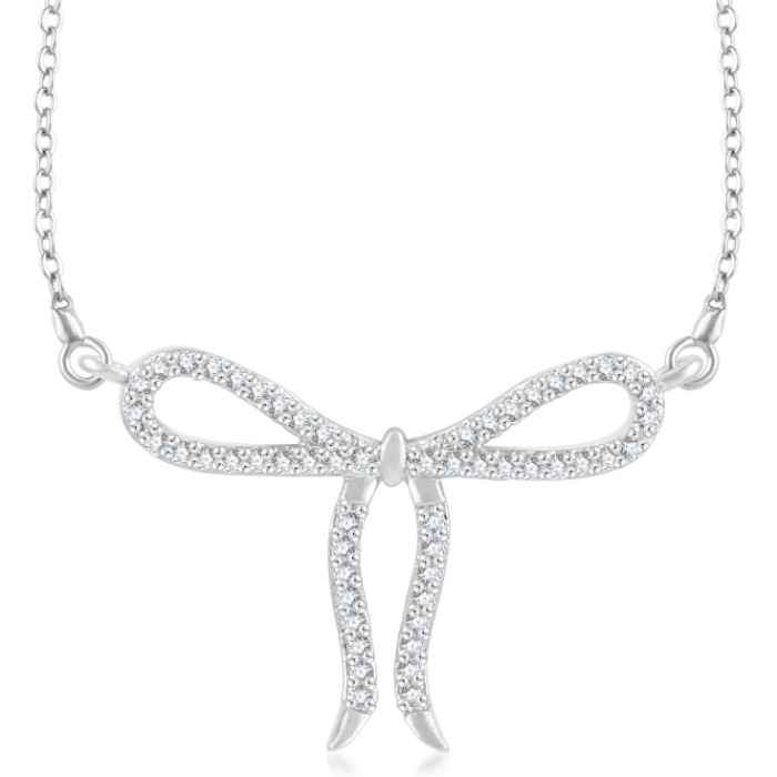 Buy Srikara Brass Alloy Rhodium Plated CZ/AD Bow Patterned Fashion Jewelry Pendant - SKP3233R - Purplle