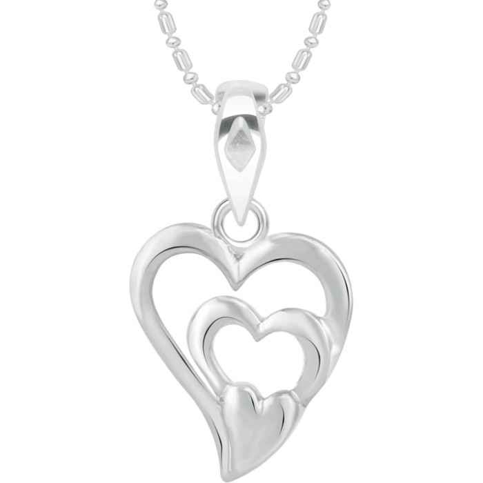 Buy Srikara Alloy Brass Rhodium Plated CZ/AD 3 Layered Heart Fashion Jewelry Pendant - SKP3120R - Purplle
