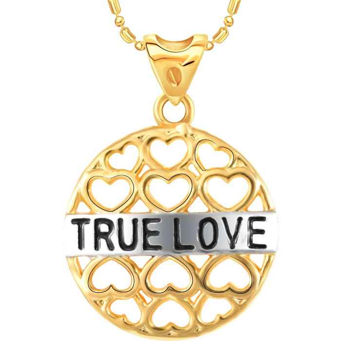 Buy Srikara Alloy Gold Plated CZ/AD True Love Hearts Fashion Jewellery Pendant Chain - SKP3073G - Purplle
