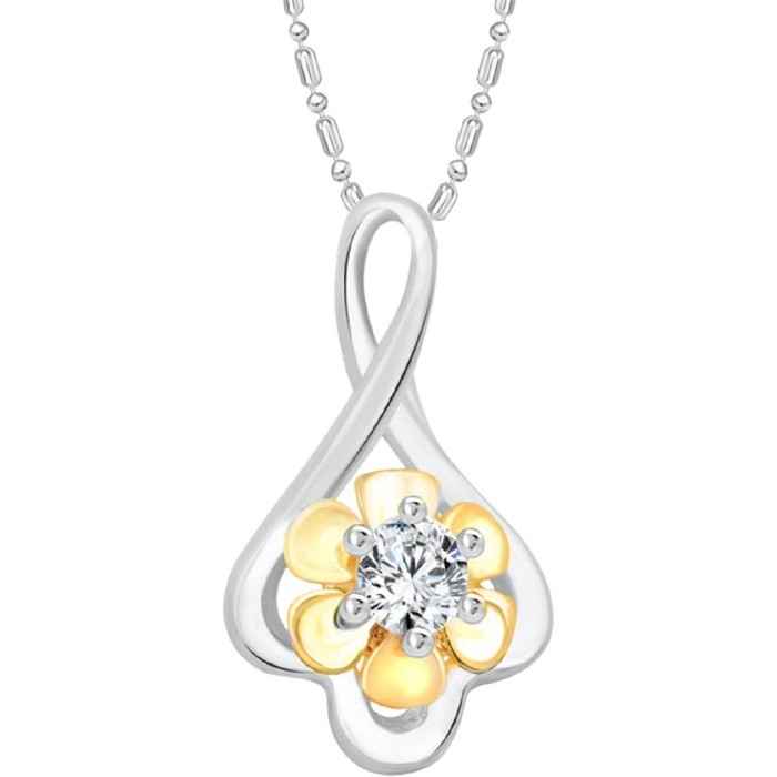 Buy Srikara Alloy Rhodium Plated CZ Beautiful Flower Fashion Jewelry Pendant Chain - SKP3087R - Purplle