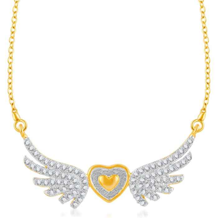 Buy Srikara Brass Alloy Gold Plated CZ/AD Wings of Love Fashion Jewelry Pendant Set - SKP3246G - Purplle