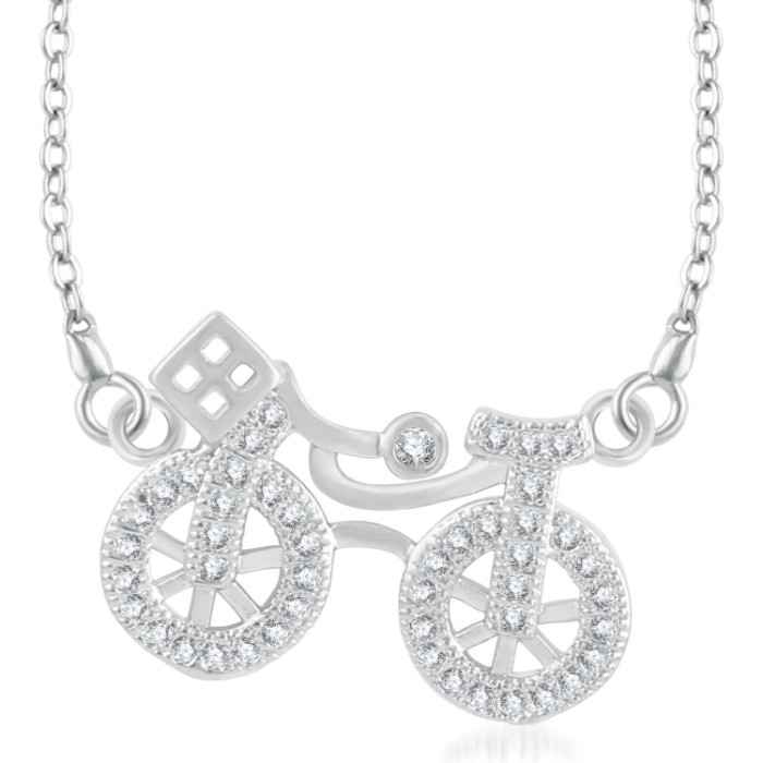 Buy Srikara Brass Alloy Rhodium Plated CZ / AD Fashion Jewelry Pendant with Chain - SKP3237R - Purplle