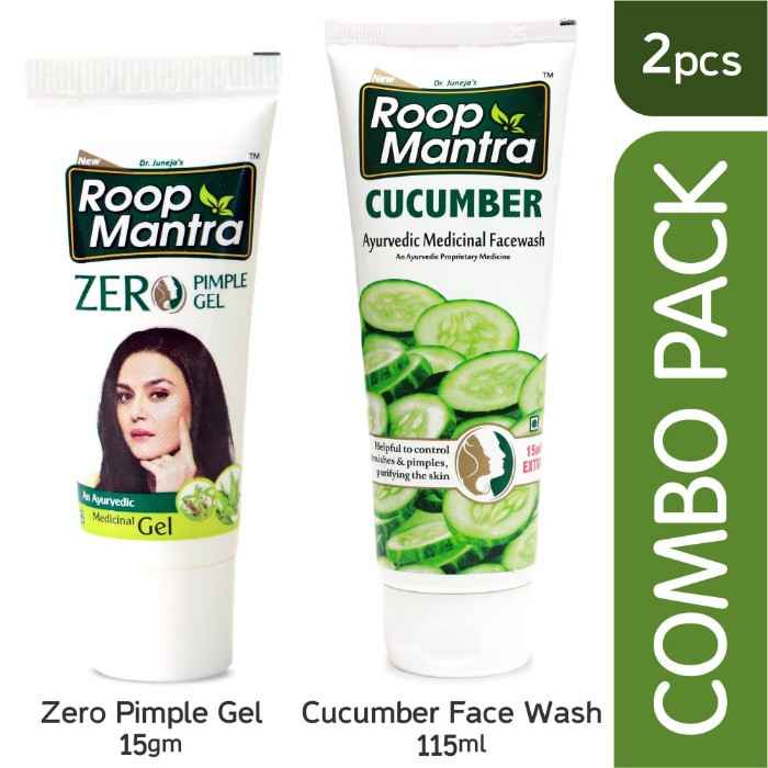 Buy Roop Mantra Anti Acne Pimple Combo Pack (Zero Pimple Gel 15gm + Cucumber Face Wash 115ml) - Helpful in Acne, Pimples, Blemishes - Purplle