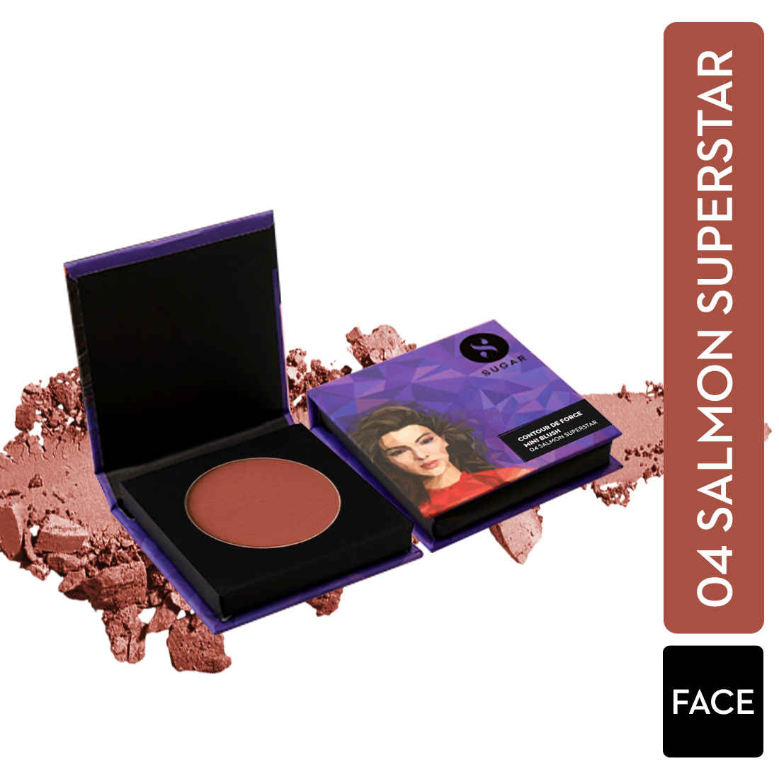 Buy SUGAR Cosmetics Contour De Force Mini Blush for Face | Face Blusher for Face Makeup | Smooth Texture | Matte & Blendable | Paraben & Cruelty Free | 4 gm | Salmon Superstar (Warm Peach Blush) - Purplle