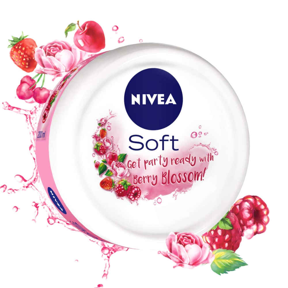 Buy NIVEA SOFT Light cream with Vitamin E, Jojoba oil & Berry fragrance for Non-sticky- Fresh, Soft & Hydrated skin - Purplle