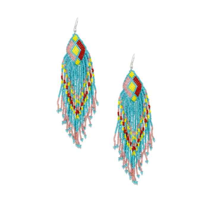 Buy Crunchy Fashion Gold Plated Black Multi colour bohemian Beadded Tassel Earring - Purplle