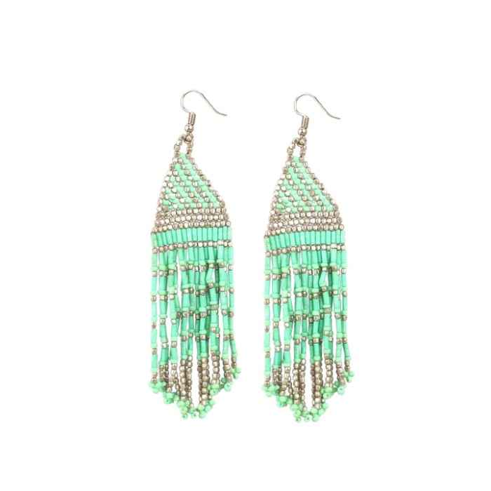 Buy Crunchy Fashion Gold Plated Fancy Z-Green bohemian Beadded Tassel Earring - Purplle