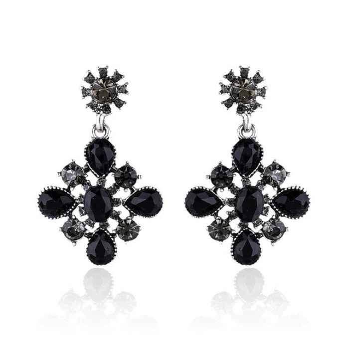 Buy Crunchy Fashion Black Crystal Stud Beaded Earrings - Purplle
