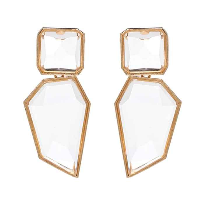 Buy Crunchy Fashion Golden Plated white crystal Dangler Earring - Purplle