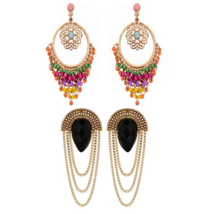 Buy Crunchy Fashion Boho Beaded Party Girl Black Earrings - Purplle