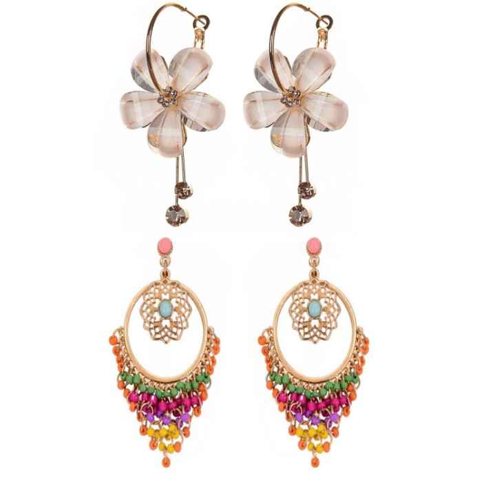 Buy Crunchy Fashion Boho Beaded Alloy Matel Hoop Earrings - Purplle