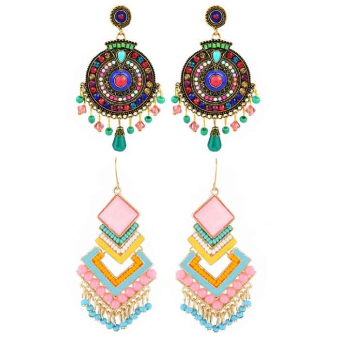Buy Crunchy Fashion Bohemian Beatnik Beaded Pastel Multi-Color Earrings - Purplle
