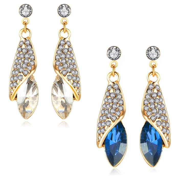 Buy Crunchy Fashion Arcelia & Aqua Blue Drop Earrings - Purplle