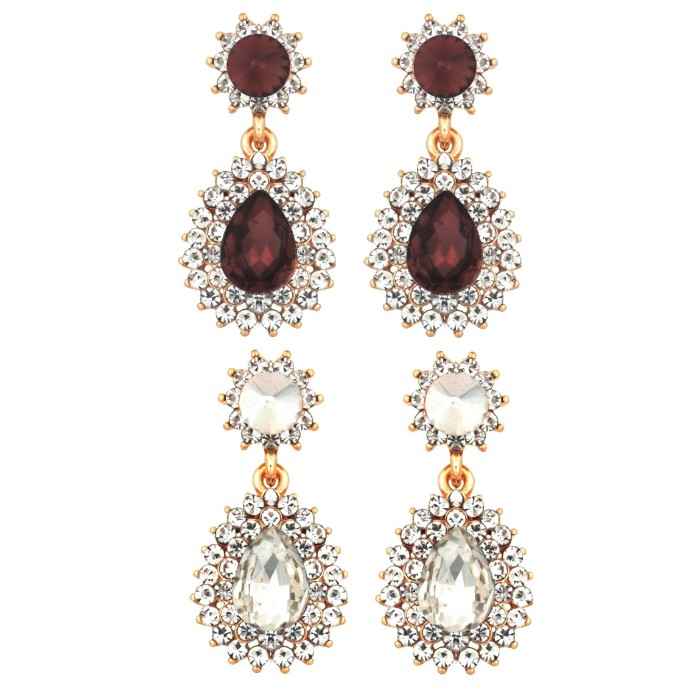 Buy Crunchy Fashion Brown & White-Coloured Teardrop Shaped Drop Earrings - Purplle
