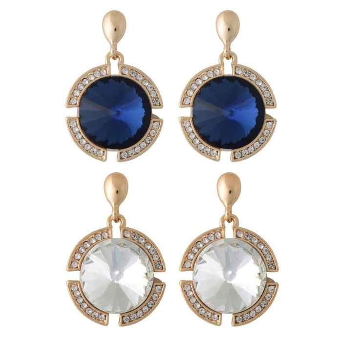 Buy Crunchy Fashion Blue & White Crystal Drop Earring Combo - Purplle