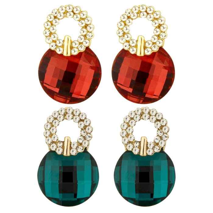 Buy Crunchy Fashion Gold-Toned & Red-Green Stone-Studded - Purplle