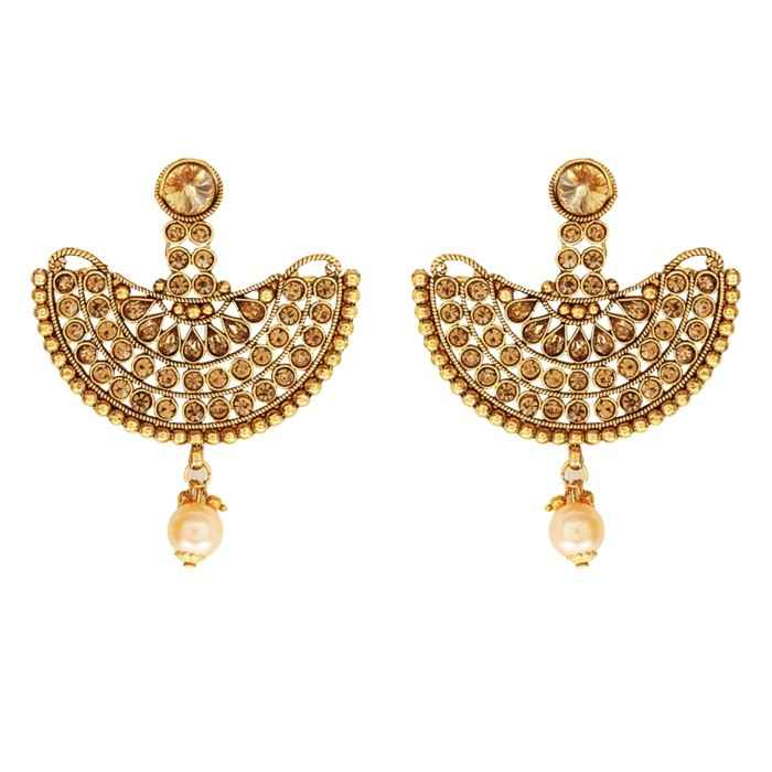 Buy Crunchy Fashion Royal Bling Gold Plated Earrings and Tika Jewellry Set - Purplle