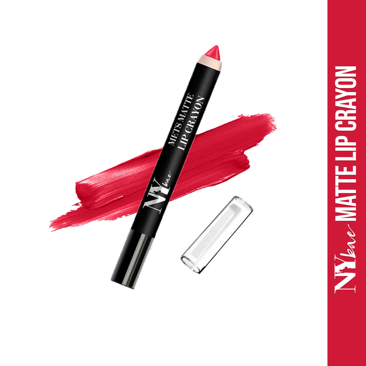 Buy NY Bae Mets Matte Lip Crayon | Satin Texture | Red | Enriched with Vitamin E - Knock'em 32 (2.8 g) - Purplle