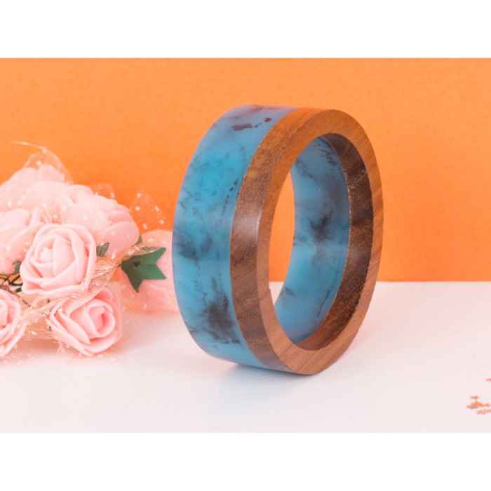 Buy Golden Peacock Handcrafted Sheesham Blue-Brown Bangle - Purplle
