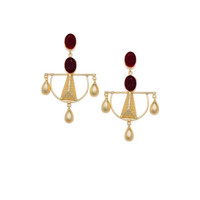 Buy Golden Peacock Gold Plated Maroon Drop Earring - Purplle