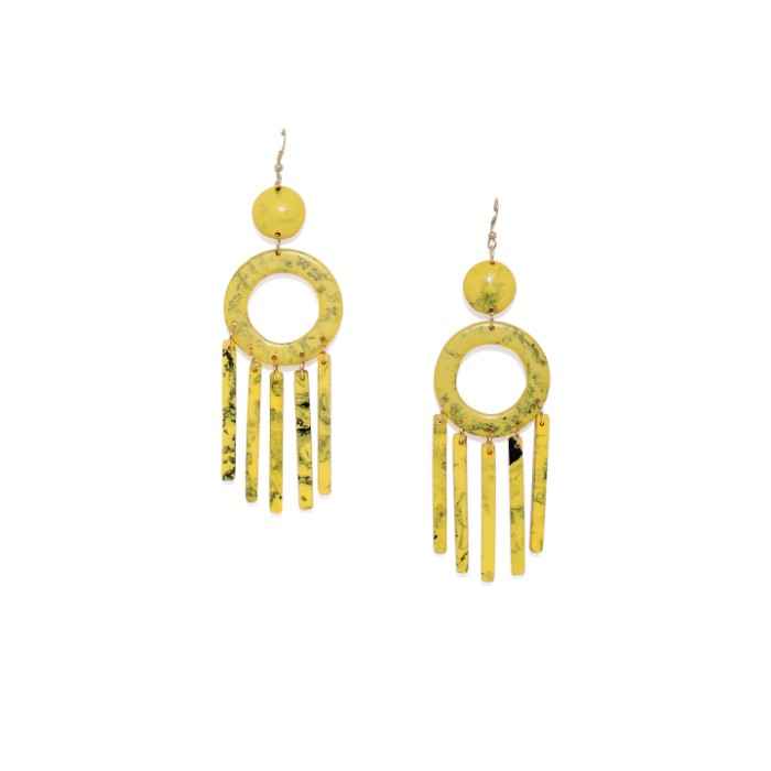 Buy Golden Peacock Yellow Resin Tassel Earring - Purplle