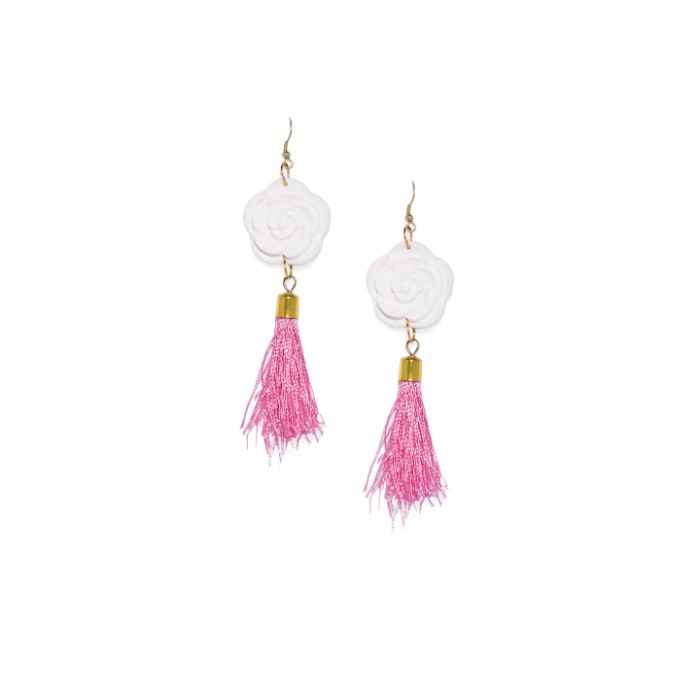 Buy Golden Peacock Pink Rose Tassel Earring - Purplle