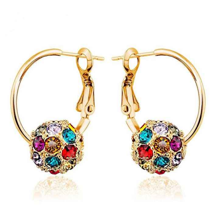 Buy Sukkhi Glittery Crystals from Swarovski Hoops Gold Plated Earring for Women and Girls - Purplle