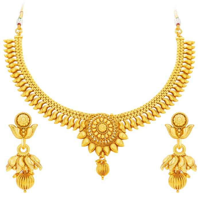 Buy Sukkhi Elegant Gold Plated Wedding Jewellery Choker Necklace Set For Women - Purplle