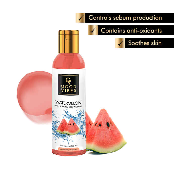 Buy Good Vibes Skin Toning Shower Gel (Body Wash) - Watermelon (100 ml) - Purplle