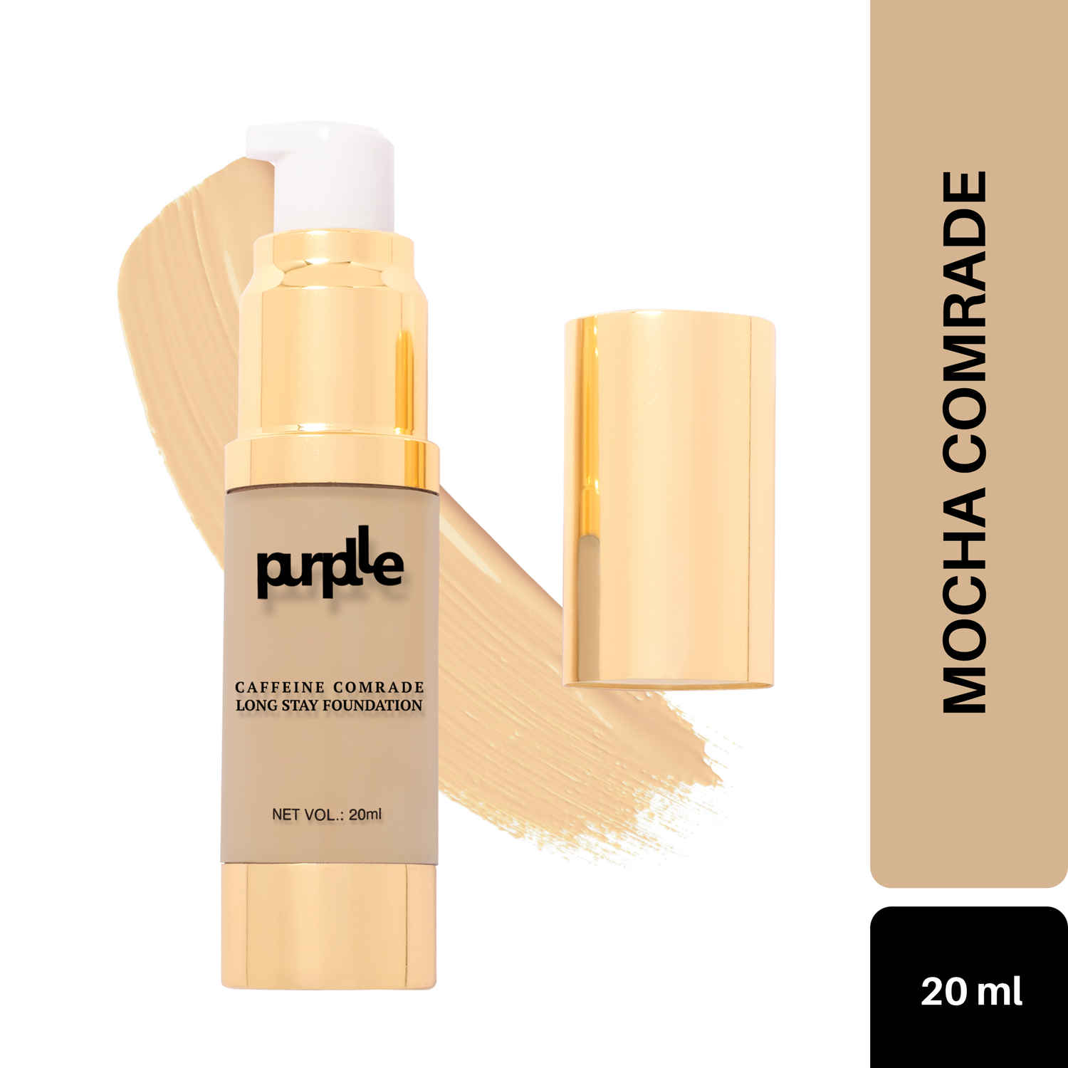 Buy Purplle Caffeine Comrade Long Stay Foundation For Wheatish Skin|Matte|Sweatproof|Weightless|Paraben and Sulphate Free - Mocha Comrade 9 (20 ml) - Purplle