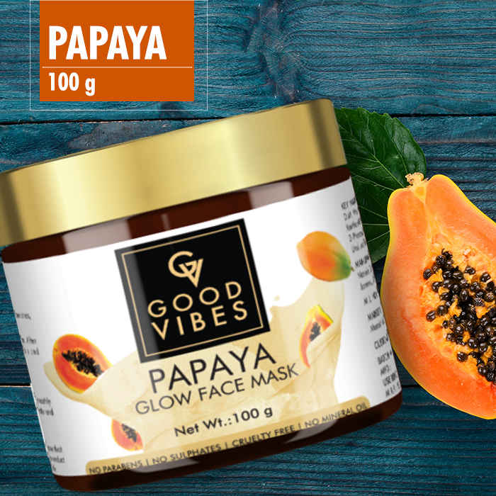Buy Good Vibes Papaya Glow Face Mask | Brightening Lightens Scars | With Basil | No Parabens No Sulphates No Mineral Oil No Animal Testing (100 g) - Purplle