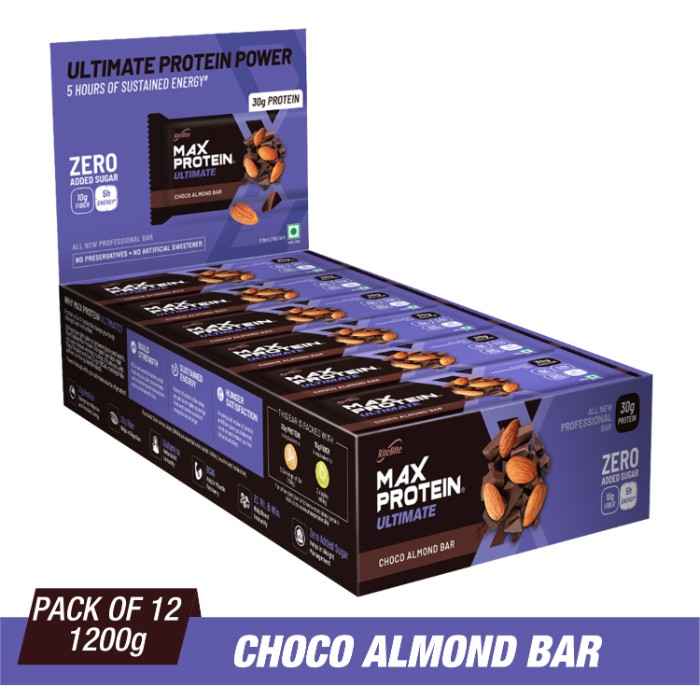 Buy RiteBite Max Protein Ultimate Choco Almond Bars (1200 g) Pack of 12 (100 g x 12) - Purplle
