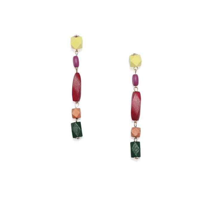 Buy Golden Peacock Multi-Colour Geometric Shaped Long Earring - Purplle