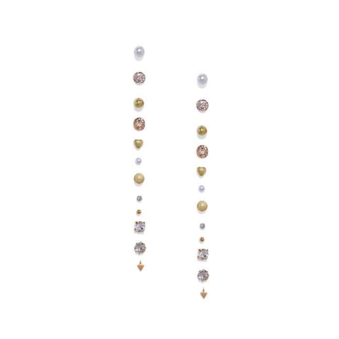Buy Golden Peacock Gold Plated Stud Earing (Set of 12 pair) - Purplle