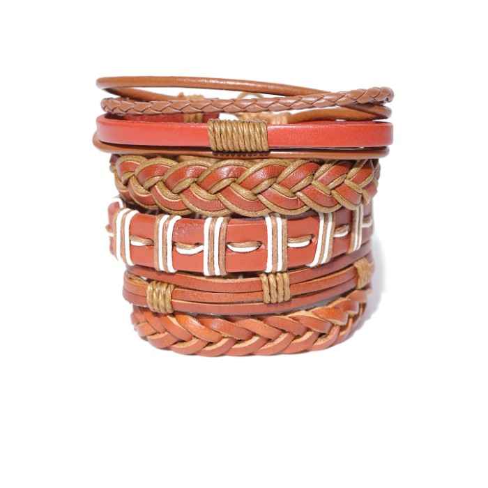 Buy Golden Peacock Unisex Set of 5 Brown Bracelets - Purplle
