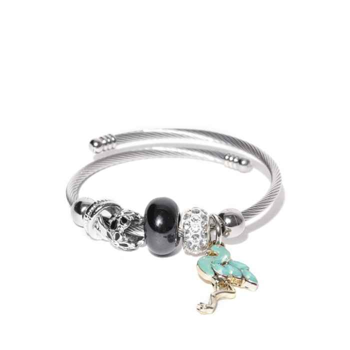 Buy Golden Peacock Silver-Toned Charm Bracelet - Purplle