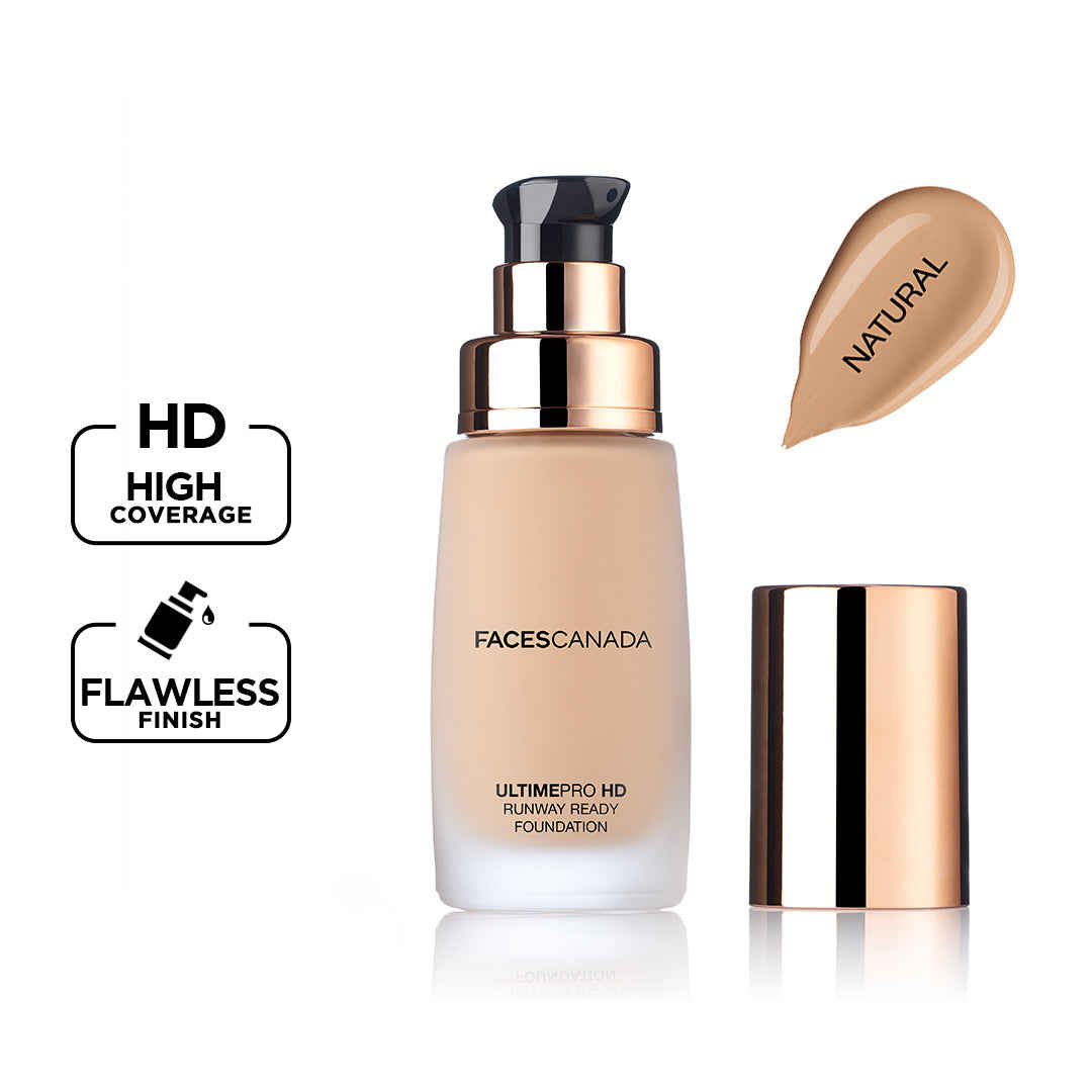 Buy FACES CANADA Ultime Pro HD Runway Ready Foundation - Natural, 30ml | Radiant Flawless Finish | HD High Coverage | Blends Easily | Longwear | Natural Dewy Skin - Purplle