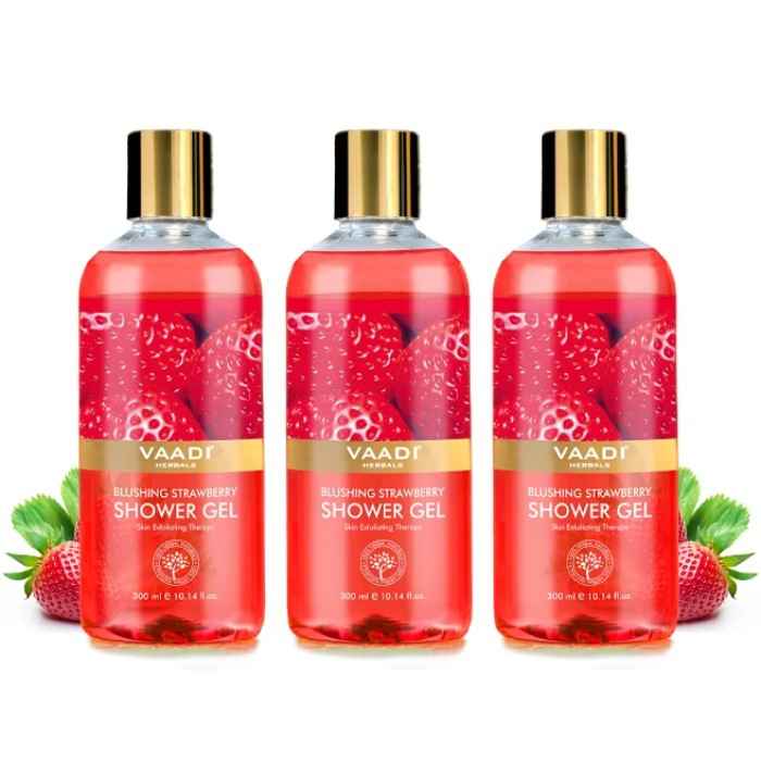 Buy Vaadi Herbals Blushing Strawberry Shower Gel Value Pack of 3 (300 ml x 3) - Purplle