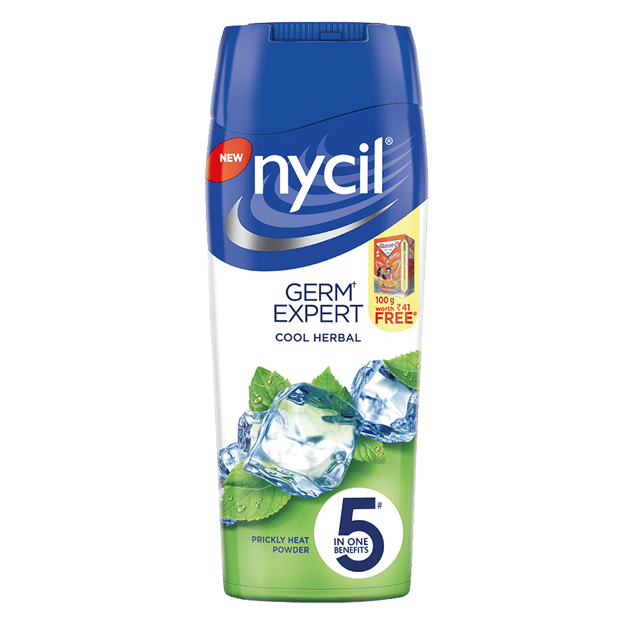 Buy Nycil Cool Herbal with Neem & Pudina, Prickly Heat Powder (150 g) (Free Glucon-D Orange 100gm Worth Rs 41) - Purplle
