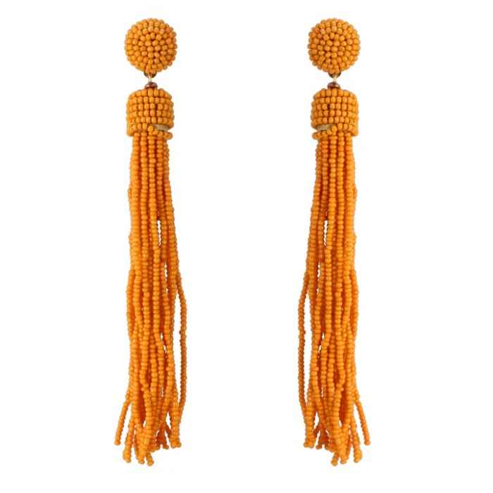 Buy Crunchy Fashion Yellow Beaded Tassel Earrings - Purplle