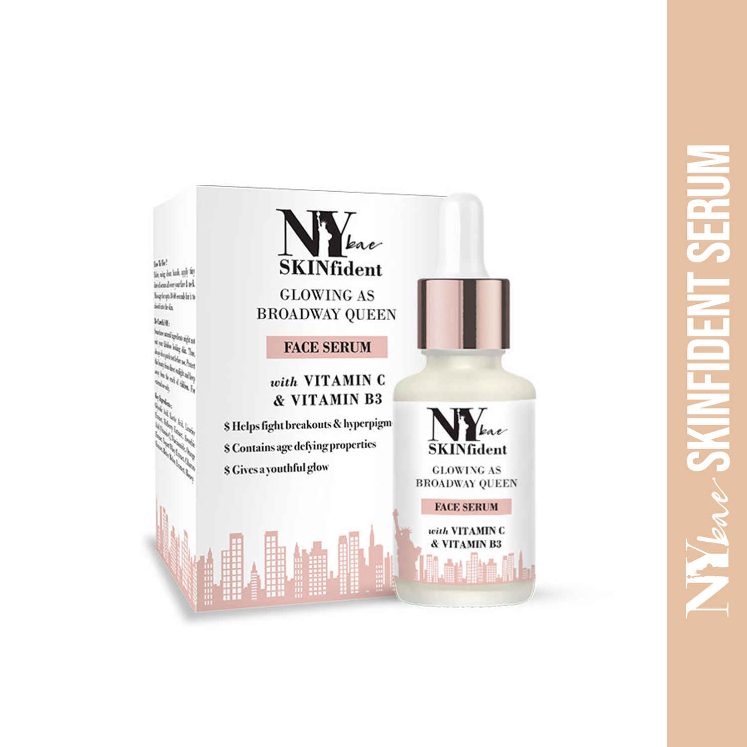 Buy NY Bae SKINfident Serum, with Vitamin C and Vitamin B3, Glowing as Broadway Queen, For Skin Brightening (10 ml) - Purplle