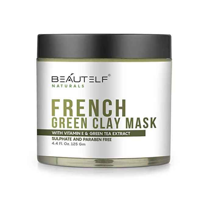 Buy Beautelf Vitamin E 4.4 Fl Oz French Green Clay Mask for Shrinking Pores, Blackhead, Fighting Acne and Toning Skin (125 g) - Purplle