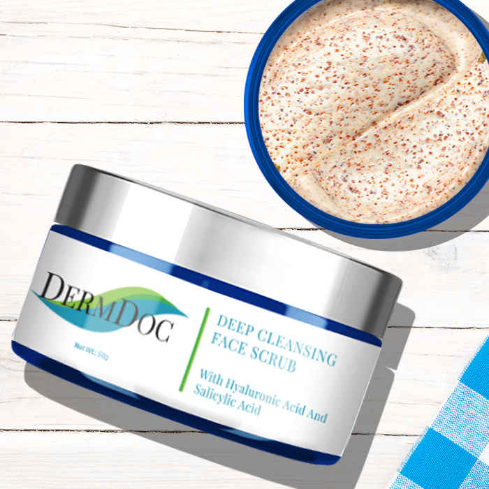 Buy DermDoc Deep Cleansing Face Scrub with Hyaluronic Acid & Salicylic Acid (50 g) - Purplle